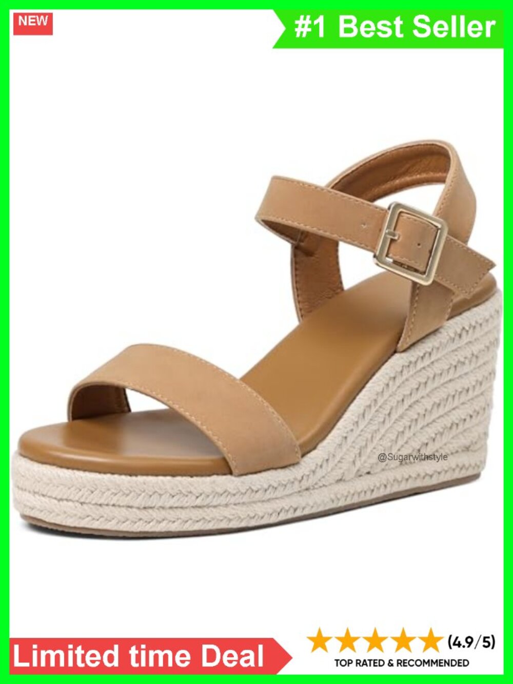 Wedge Sandals Faux Leather Espadrille Platform Ankle Strap Women